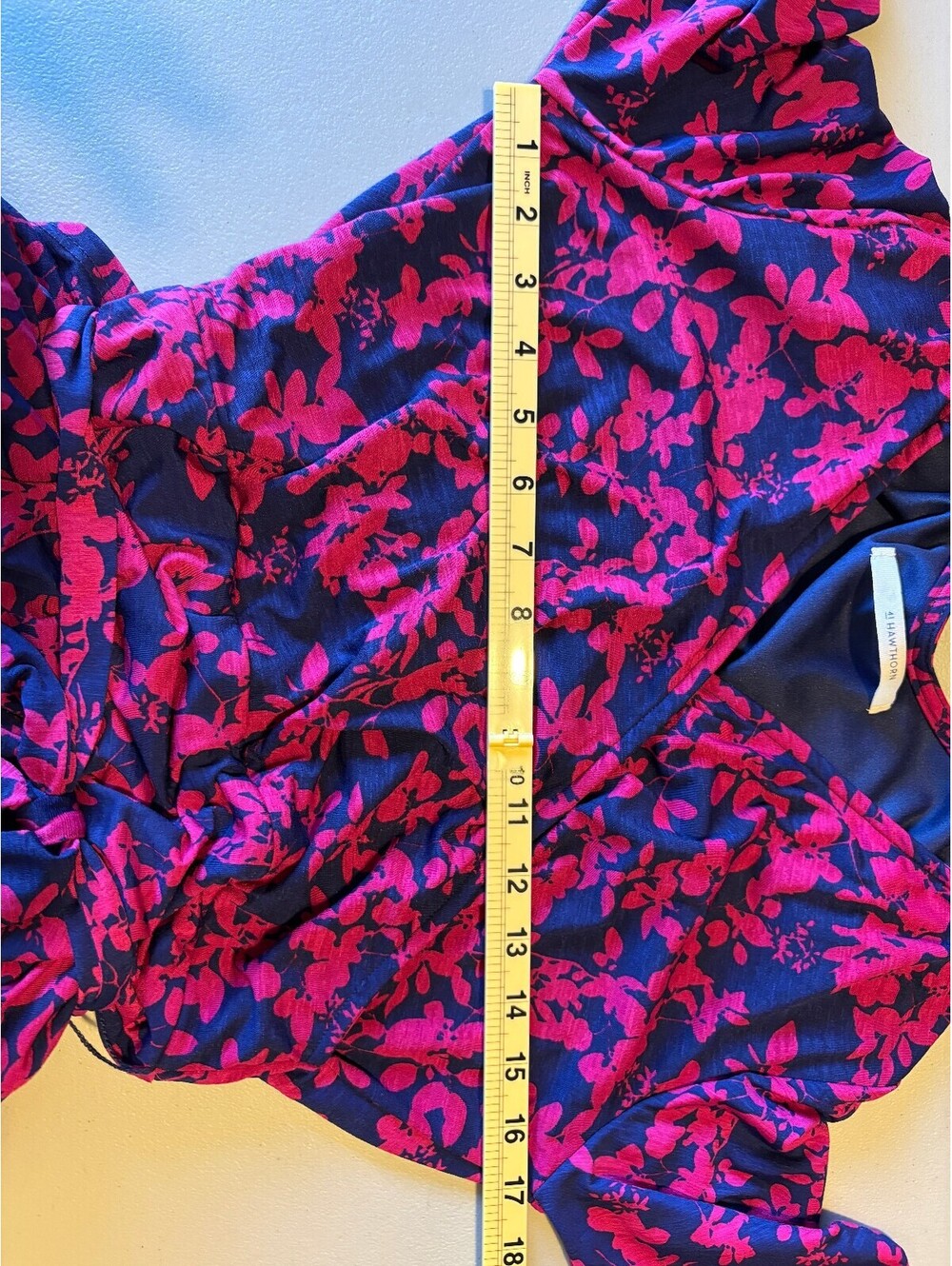 41 Hawthorn Large Navy Blue and Pink Floral Wrap Dress with Belt - Picture 7 of 9